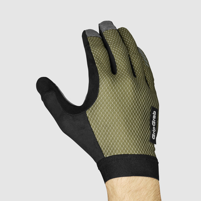 Gripgrab Vertical 2 InsideGrip™ Full Finger Summer Gloves Olive Green
