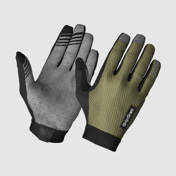 gripgrab Vertical 2 InsideGrip™ Full Finger Summer Gloves Olive Green