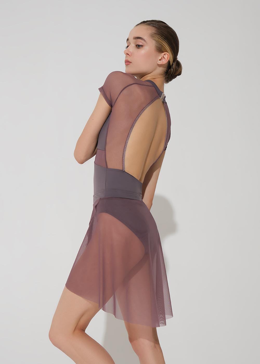 grishko LITTLE NORA High-Lo mesh pull on faux wrap skirt