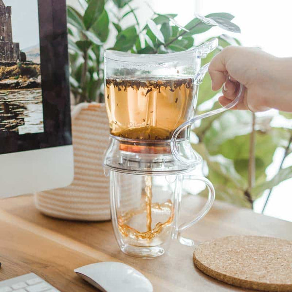Grosche ABERDEEN Easy Pour Tea Steeper Tea Maker Bottom Dispensing Teapot - 34 Fl. Oz / 1000mL Capacity Clear