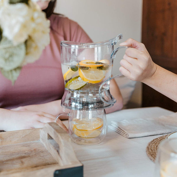 Grosche ABERDEEN Easy Pour Tea Steeper Tea Maker Bottom Dispensing Teapot - 34 Fl. Oz / 1000mL Capacity Clear