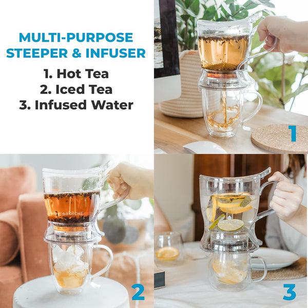Grosche ABERDEEN Easy Pour Tea Steeper Tea Maker Bottom Dispensing Teapot - 17.7 Fl. Oz / 525mL Capacity Black