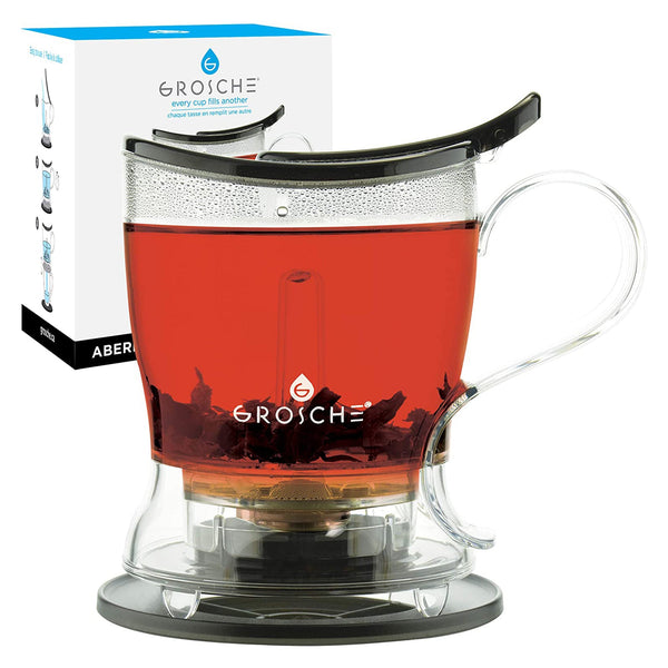 grosche ABERDEEN Easy Pour Tea Steeper Tea Maker Bottom Dispensing Teapot - 17.7 fl. oz / 525mL Capacity Black grosche ABERDEEN Easy Pour Tea Steeper Tea Maker Bottom Dispensing Teapot - 17.7 fl. oz / 525mL Capacity Black
