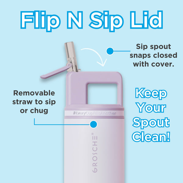 Grosche ALPINE Flip 'N Sip Insulated Water Bottle With Straw 20oz