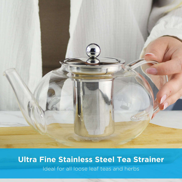 Grosche JOLIETTE Glass Teapot With Stainless Steel Tea Strainer - 42oz / 1250mL Clear