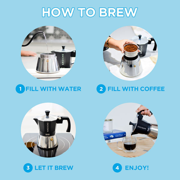 Grosche MILANO INDUCTION Stovetop Espresso Maker Moka Pot - 3 Cup