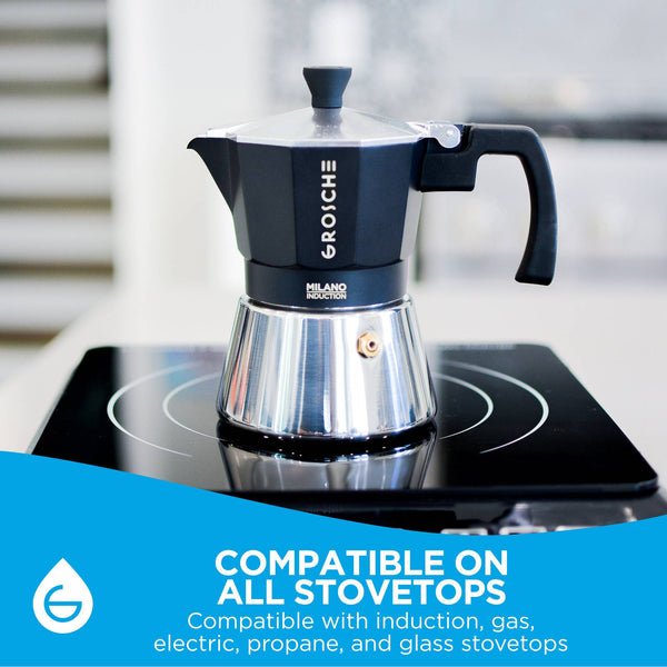 Grosche MILANO INDUCTION Stovetop Espresso Maker Moka Pot - 3 Cup