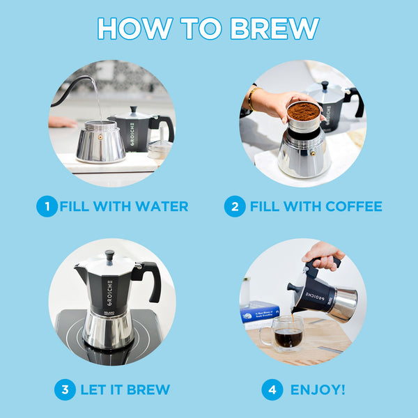Grosche MILANO INDUCTION Stovetop Espresso Maker Moka Pot - 9 Cup