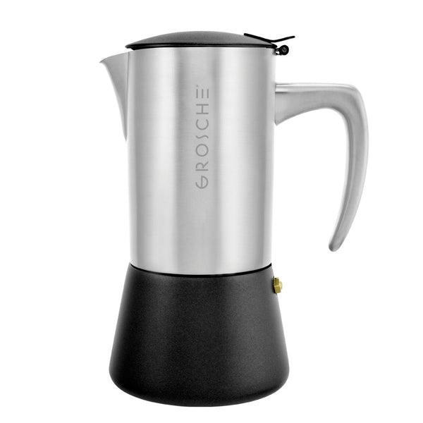 grosche MILANO STEEL Stovetop Espresso Maker Moka Pot - 10 Cup