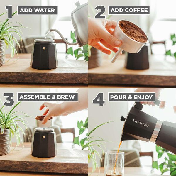 Grosche MILANO Stovetop Espresso Maker Moka Pot - 12 Cup