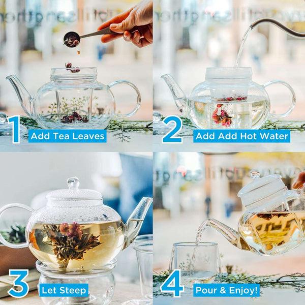 Grosche MONACO Glass Teapot Glass Tea Strainer Loose Leaf Teapot - 42oz / 1250mL Clear