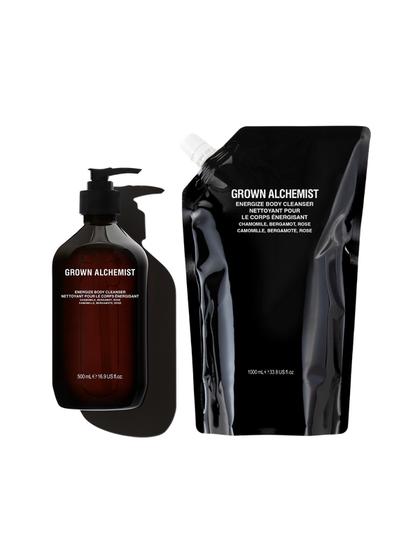 grown alchemist Energize Body Cleanser 1L Refill Pouch + Full Size Bundle