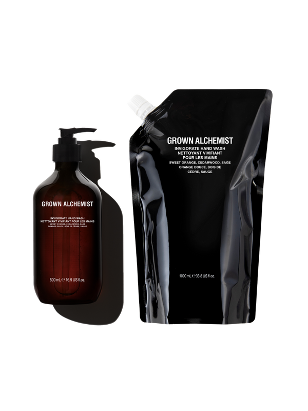 grown alchemist Invigorate Hand Wash 1L Refill Pouch + Full Size Bundle