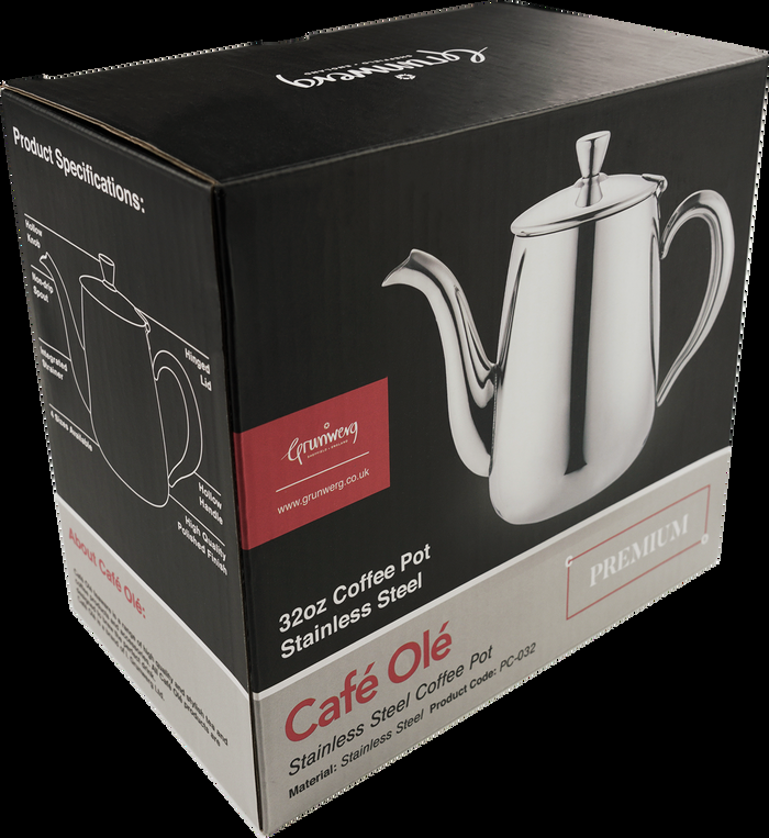 Grunwerg Café Olé Premium Coffee Pot 32oz S/S Mirror