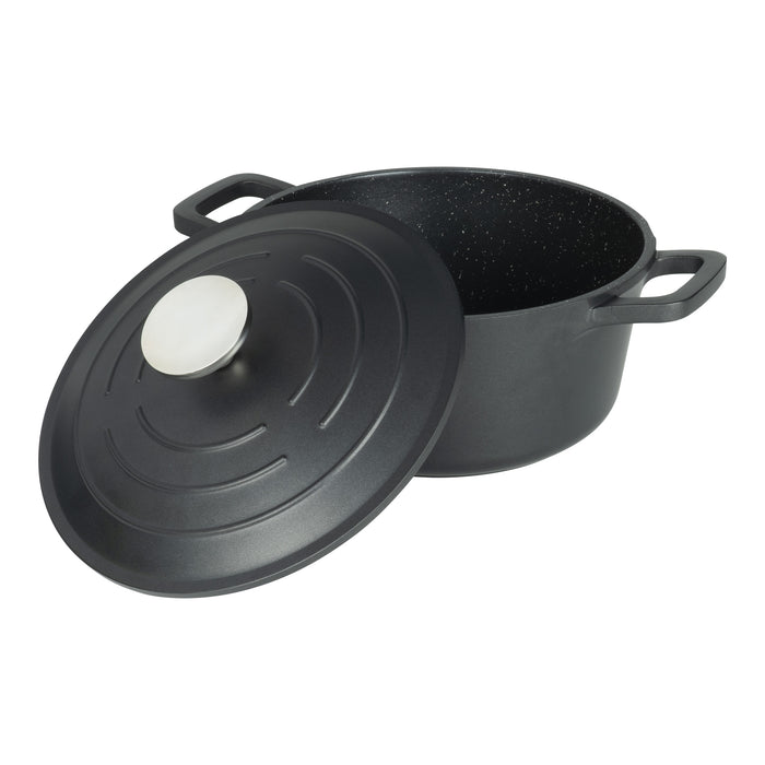 Grunwerg Commichef Cast Aluminium 20cm Round Casserole - Black
