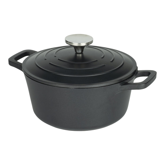 grunwerg Commichef Cast Aluminium 20cm Round Casserole - Black