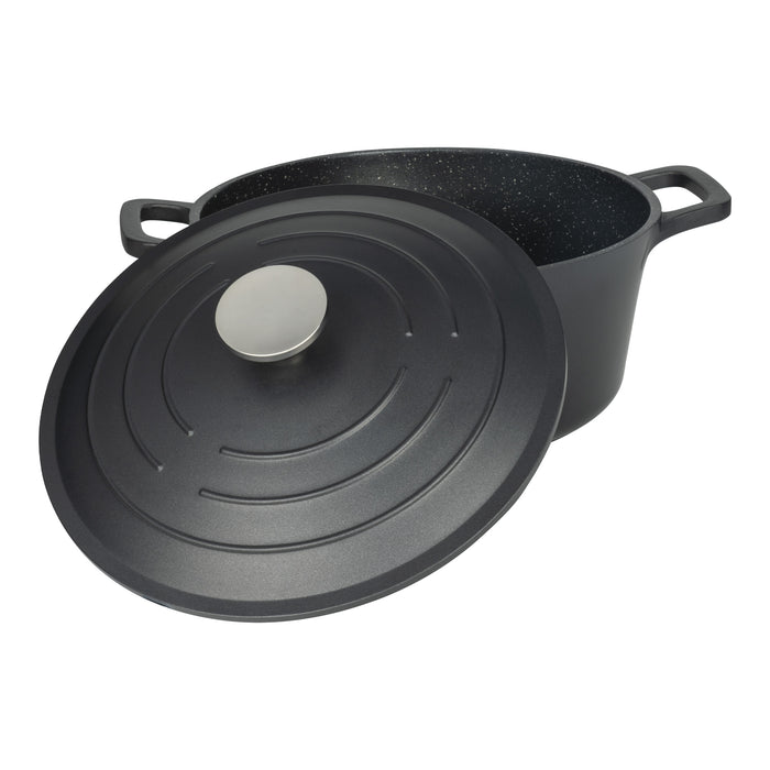 Grunwerg Commichef Cast Aluminium 24cm Round Casserole - Black