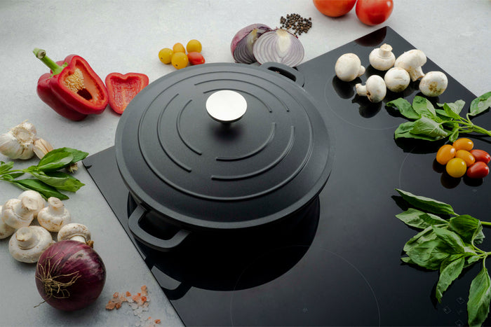 Grunwerg Commichef Cast Aluminium 28cm Shallow Casserole - Black