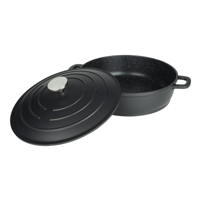 Grunwerg Commichef Cast Aluminium 32cm Shallow Casserole - Black