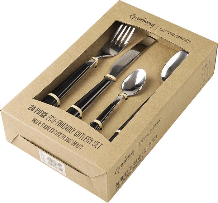 Grunwerg Greenworks 24 Piece Cutlery Set Furnace Black