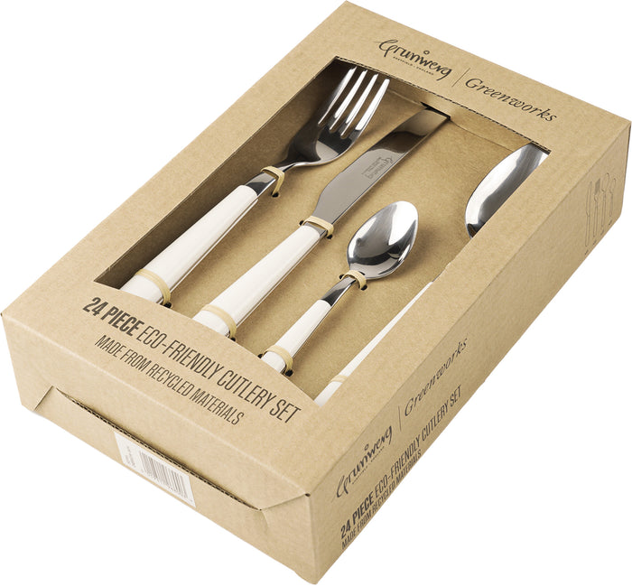 Grunwerg Greenworks 24 Piece Cutlery Set Sepia White