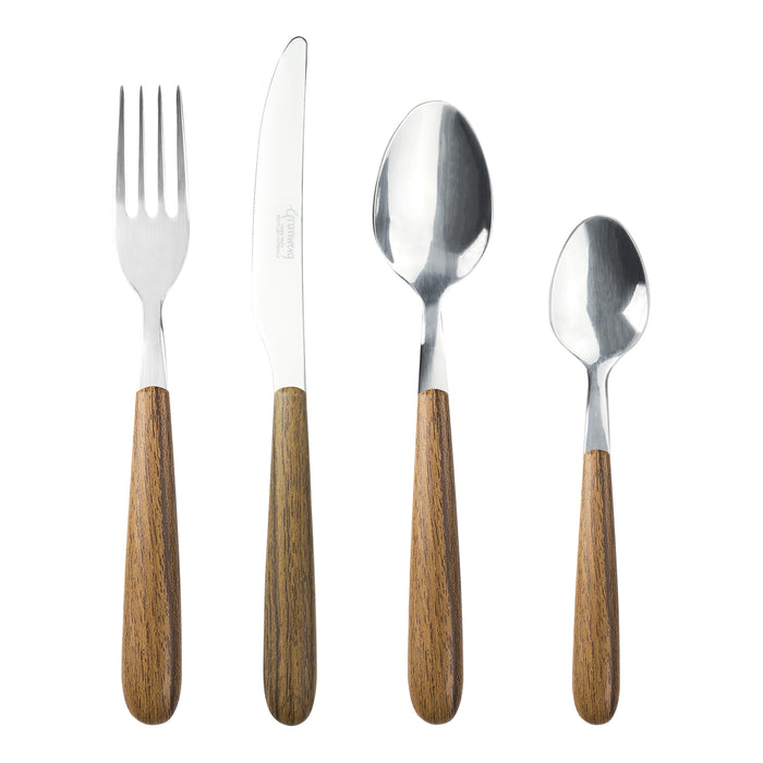 grunwerg Greenworks 24 Piece Cutlery Set Wood Effect