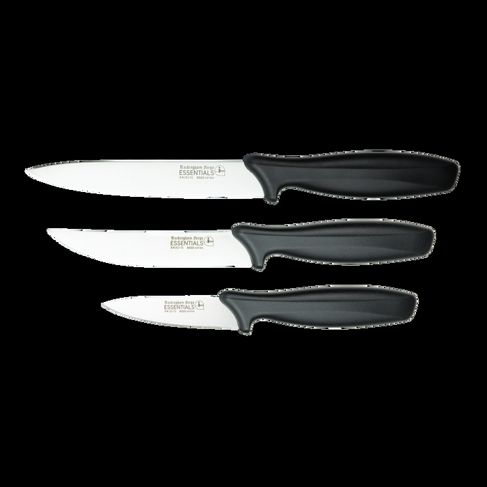 grunwerg 3 Piece Utility Knife Set Black