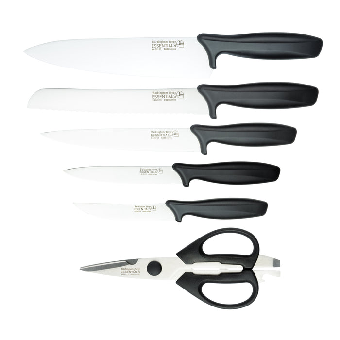 Grunwerg 7 Piece Black Knife Block Set
