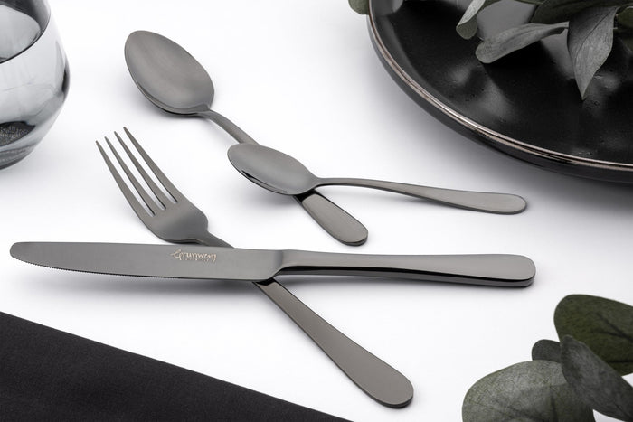 Grunwerg Black 16 Piece Cutlery Set For 4 People