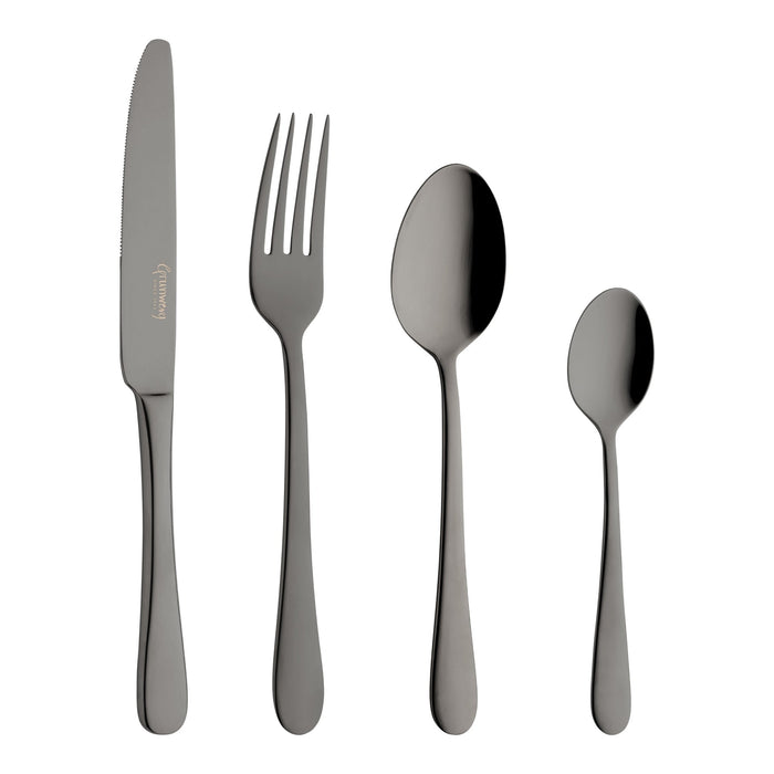 grunwerg Black 16 Piece Cutlery Set for 4 people