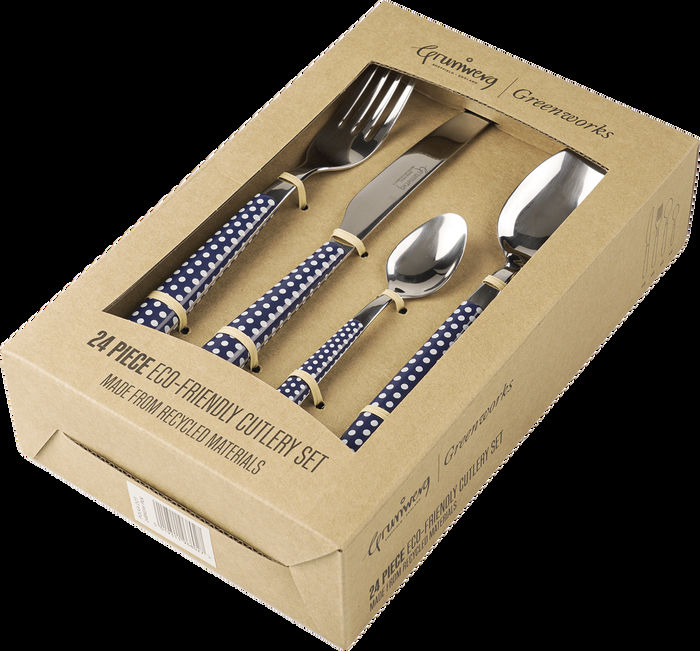 Grunwerg Greenworks 24 Piece Cutlery Set Polka