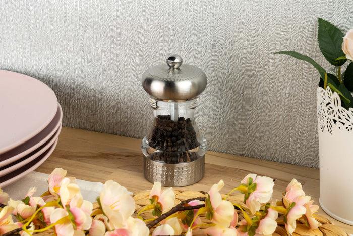 Grunwerg Hammered Salt Or Pepper Mill Mirror Stainless Steel 14cm
