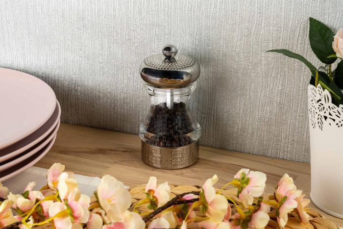 Grunwerg Hammered Salt Or Pepper Mill Satin Stainless Steel 14cm
