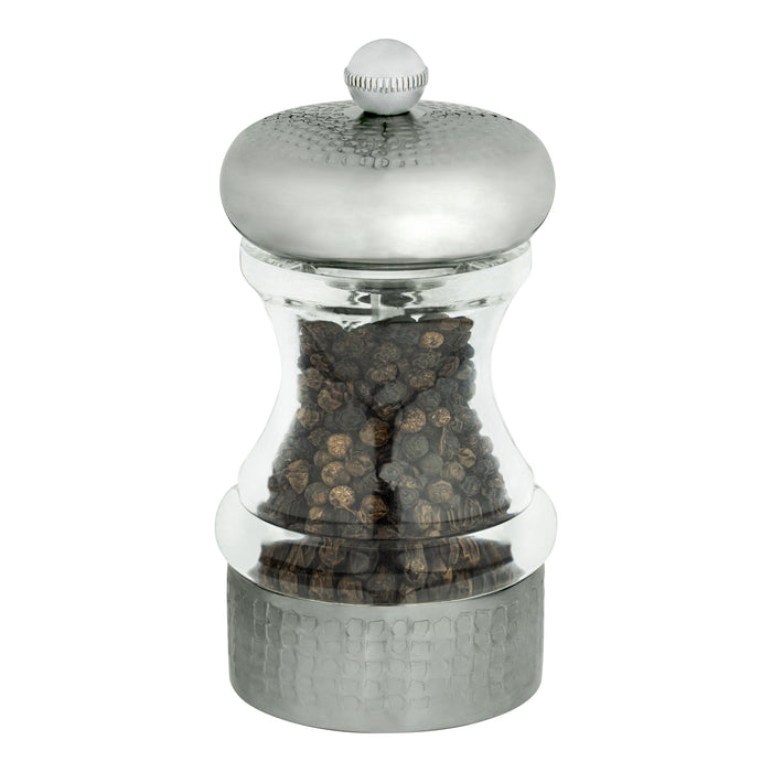 Grunwerg Hammered Salt Or Pepper Mill Satin Stainless Steel 14cm