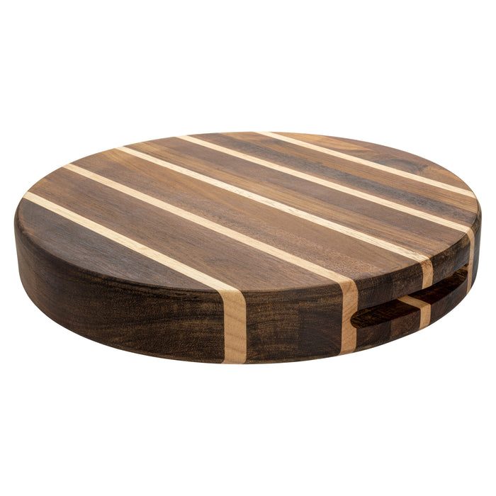 grunwerg R Forest Cutting Board Round Multi Wood Acacia & Rubberwood 30cm Dia 4.5cm