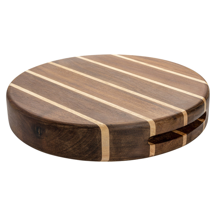 grunwerg R Forest Cutting Board Round Multi Wood Acacia & Rubberwood 25cm Dia 4.5cm
