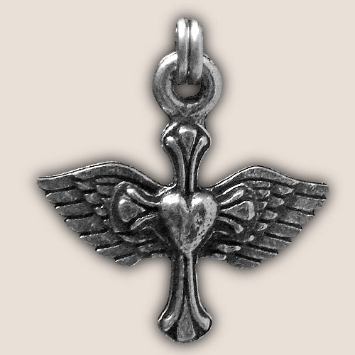 guardian bell ZP29 - Heart Cross Angel Zipper Pull