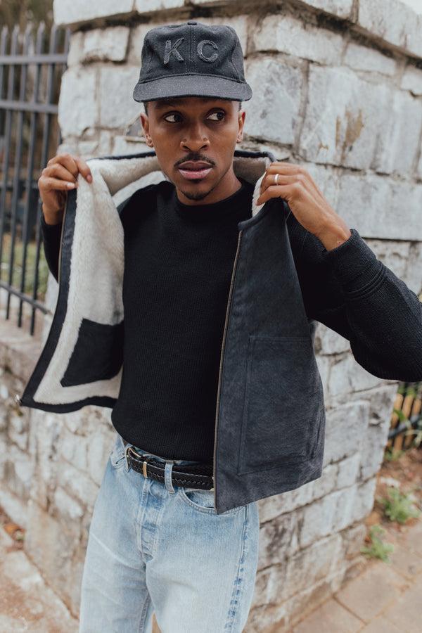 guilty parties 3sixteen Reversible Work Vest - Black Canvas/Ecru Wool Sherpa