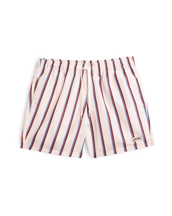 guilty parties Bather Swim Trunk - Red & Blue Fine Stripe
