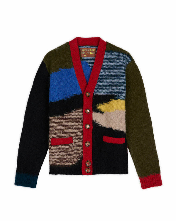guilty parties Brain Dead Mixed Pattern Cardigan - Olive Multi