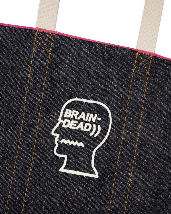 Guilty Parties Brain Dead Selvedge Denim Logohead Tote Bag - Indigo