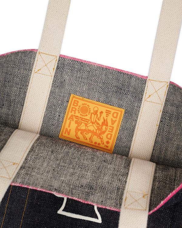 Guilty Parties Brain Dead Selvedge Denim Logohead Tote Bag - Indigo