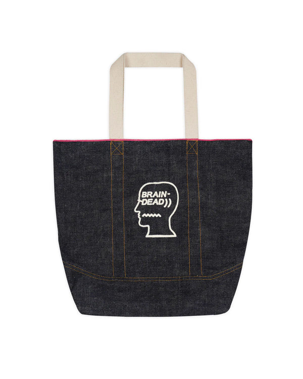 guilty parties Brain Dead Selvedge Denim Logohead Tote Bag - Indigo