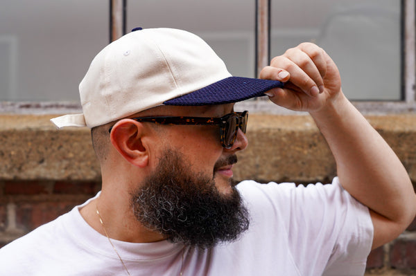 Guilty Parties Dehen 1920 Unstructured 2-Tone Baseball Hat - Natural Selvedge Denim & Indigo Sashiko