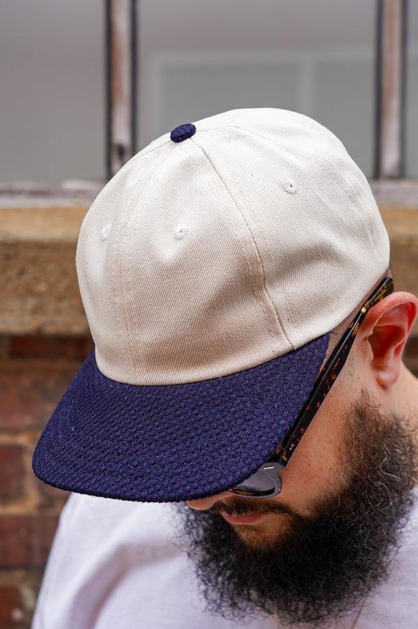 guilty parties Dehen 1920 Unstructured 2-Tone Baseball Hat - Natural Selvedge Denim & Indigo Sashiko