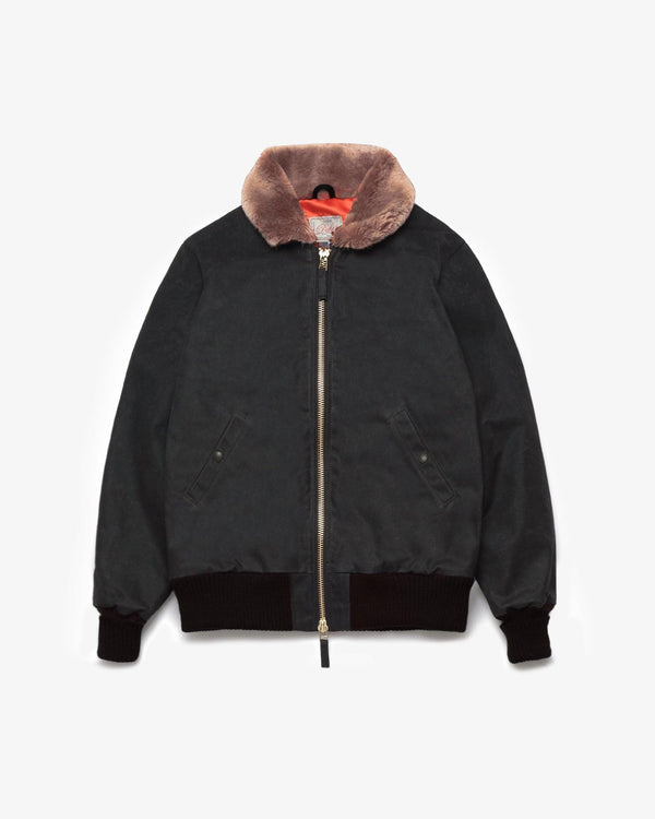 Guilty Parties Dehen 1920 Waxed Canvas Flyers Club Jacket - Black/Kodiak