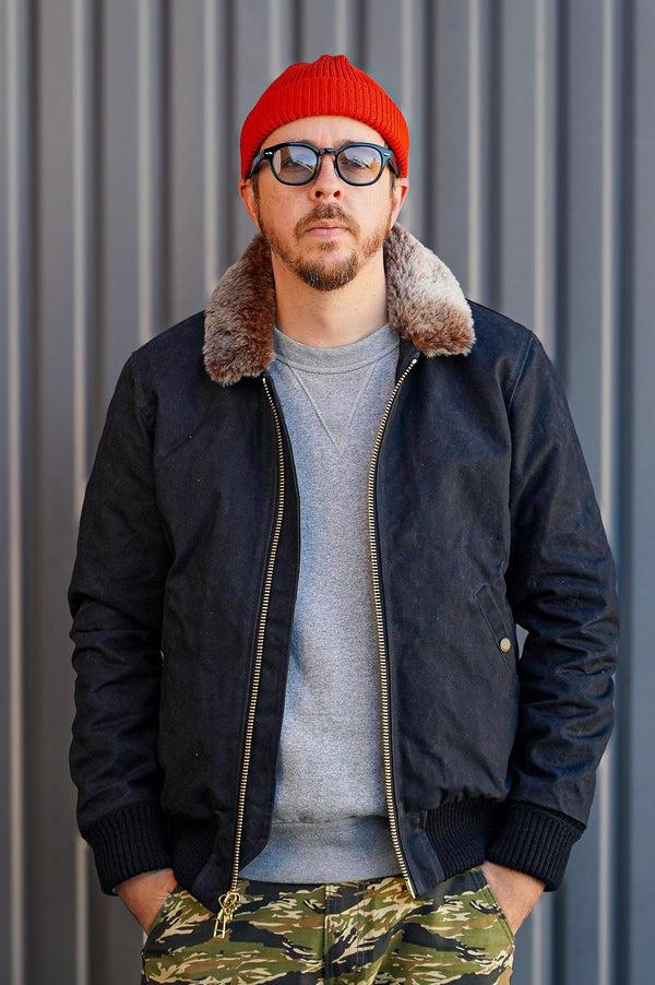 guilty parties Dehen 1920 Waxed Canvas Flyers Club Jacket - Black/Kodiak