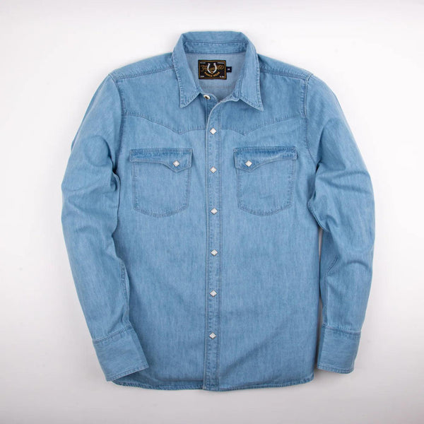 guilty parties Freenote Cloth Calico Western Shirt - 6oz Bleached Denim guilty parties Freenote Cloth Calico Western Shirt - 6oz Bleached Denim