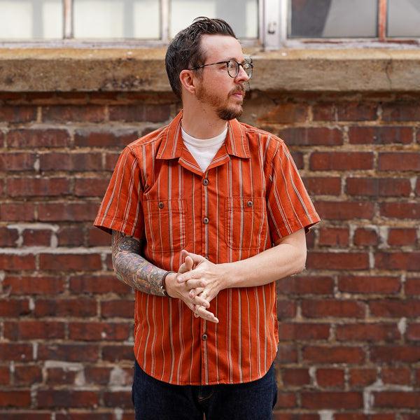 guilty parties Freenote Cloth Dayton Shirt - Orange Stripe