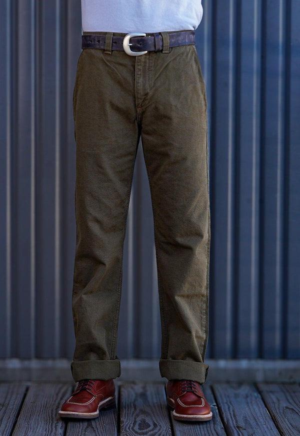 Guilty Parties Freenote Cloth Deck Pant Straight Fit 14oz Slub - Army Green